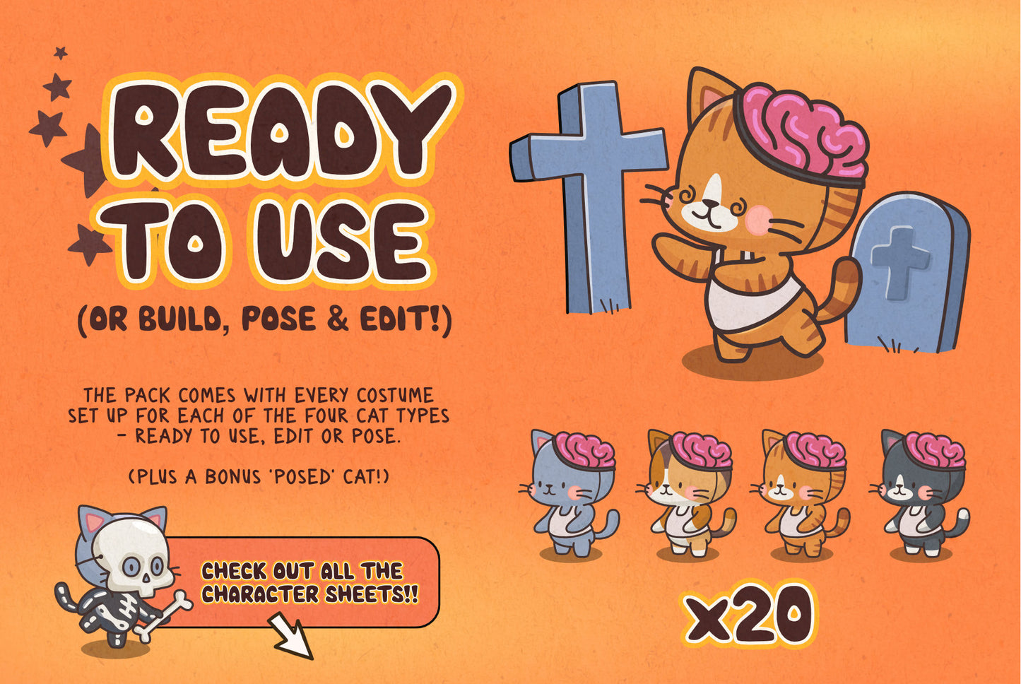 Cats in Costumes Halloween Edition - Cute Vector Illustrations