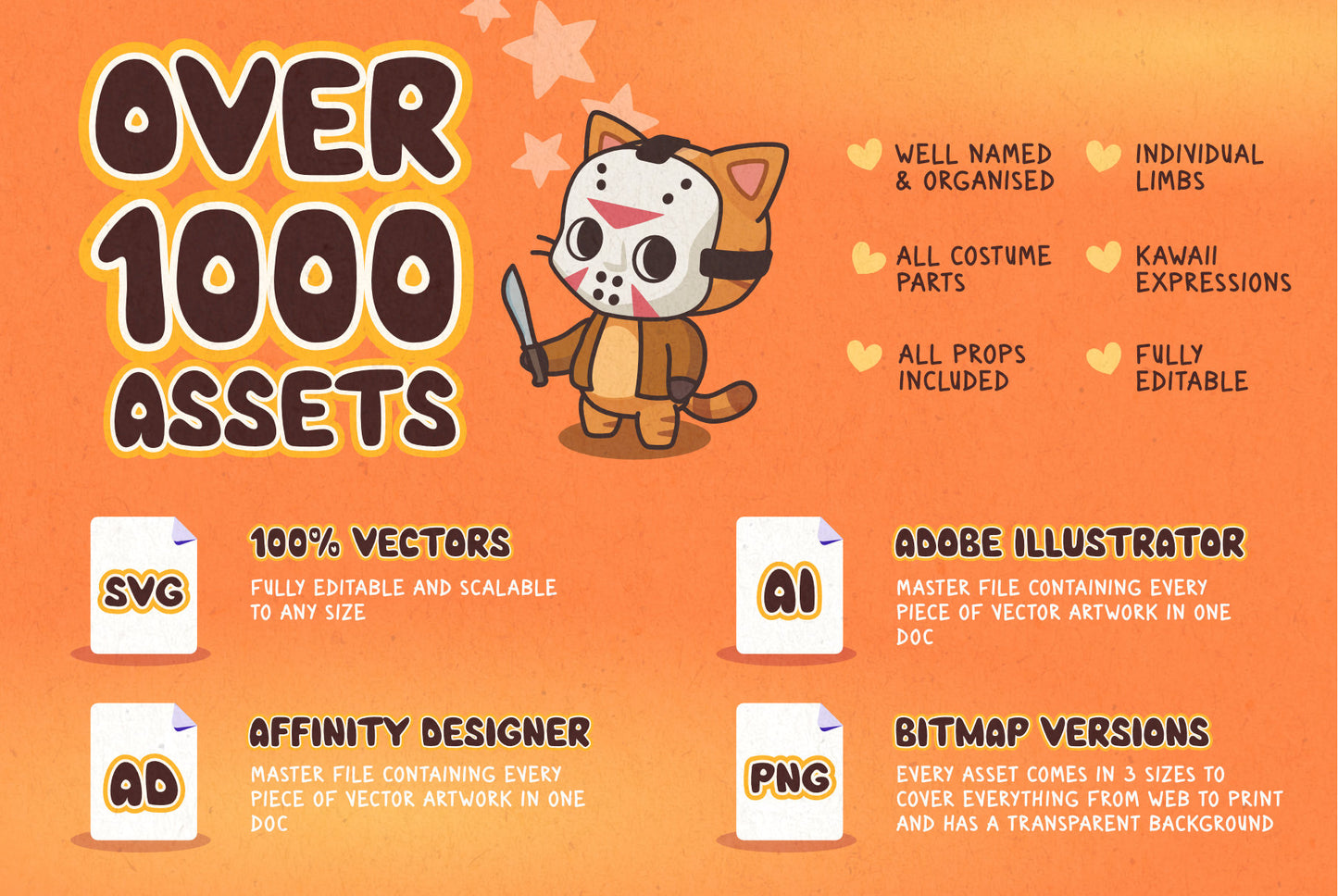 Cats in Costumes Halloween Edition - Cute Vector Illustrations