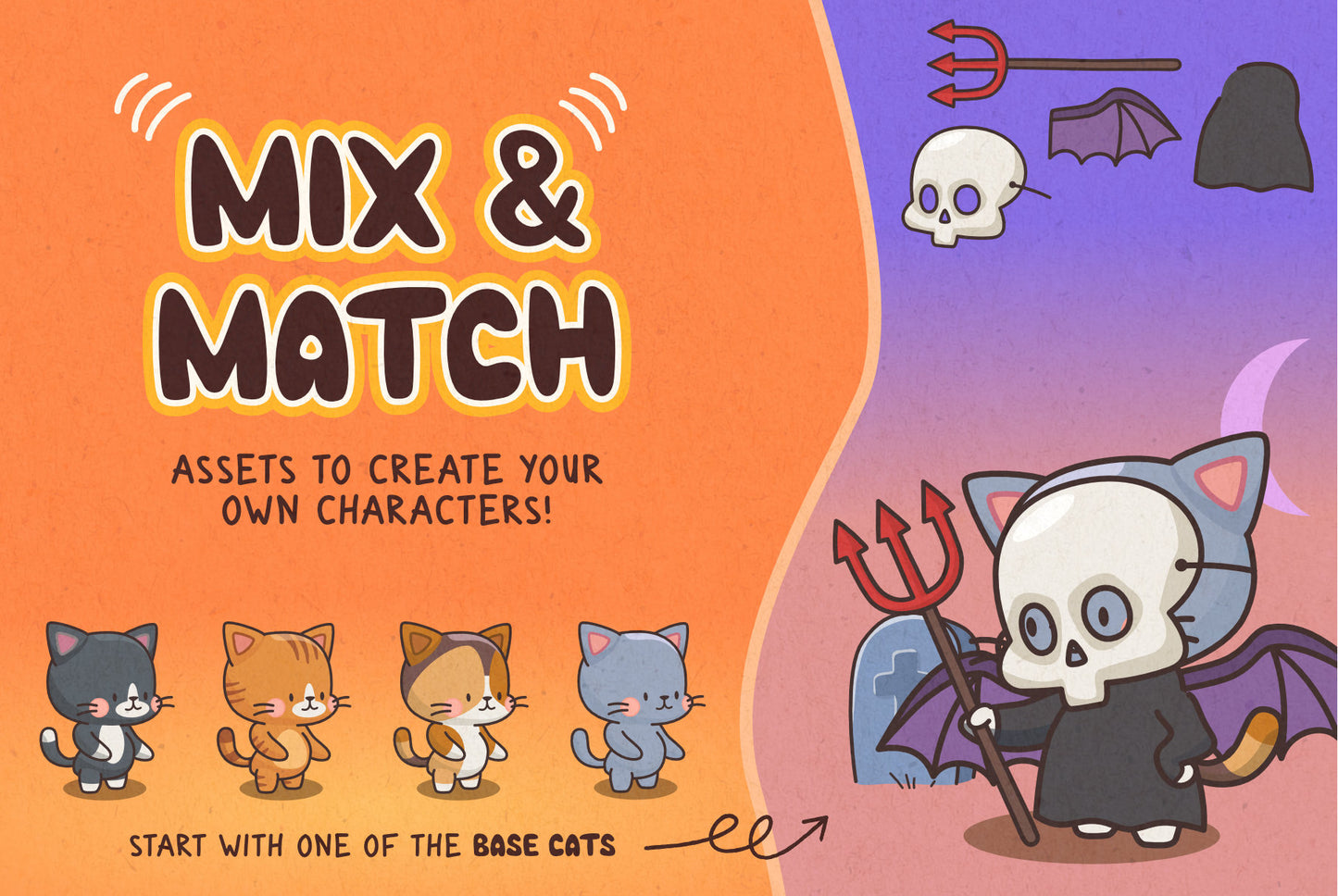 Cats in Costumes Halloween Edition - Cute Vector Illustrations