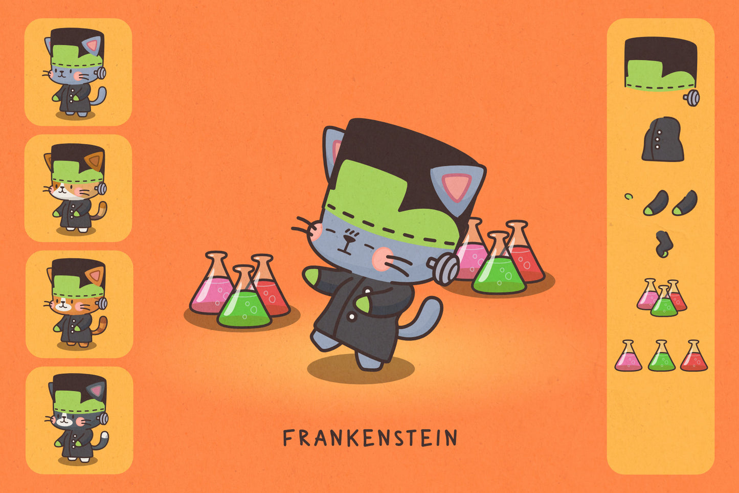 Cats in Costumes Halloween Edition - Cute Vector Illustrations
