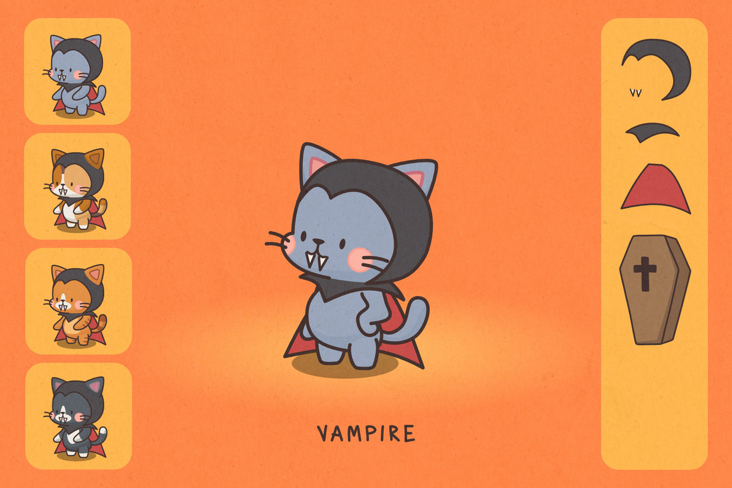 Cats in Costumes Halloween Edition - Cute Vector Illustrations